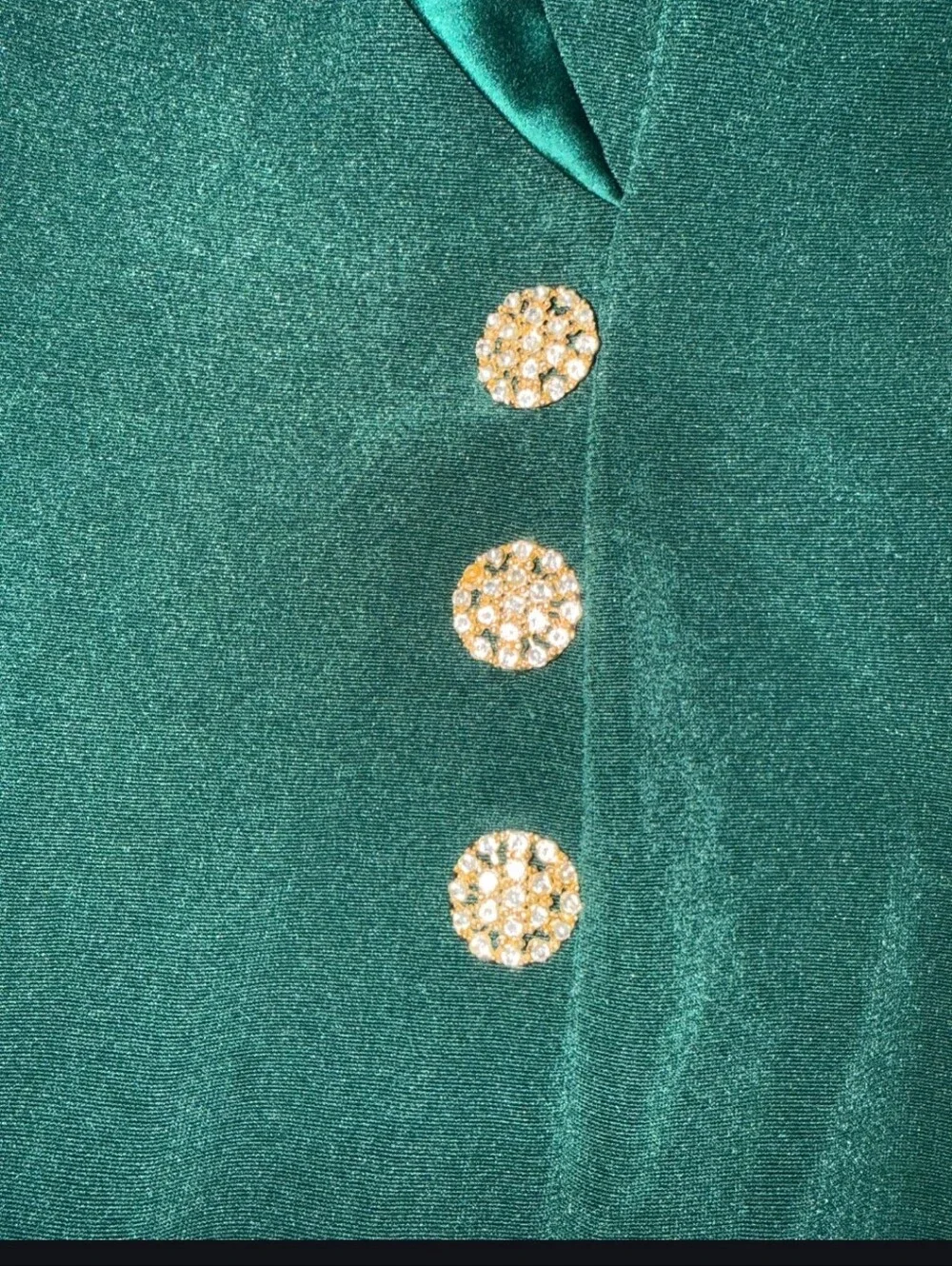 Vintage‎ Deep Green Spaghetti Strap Maxi Dress with Gold Buttons
